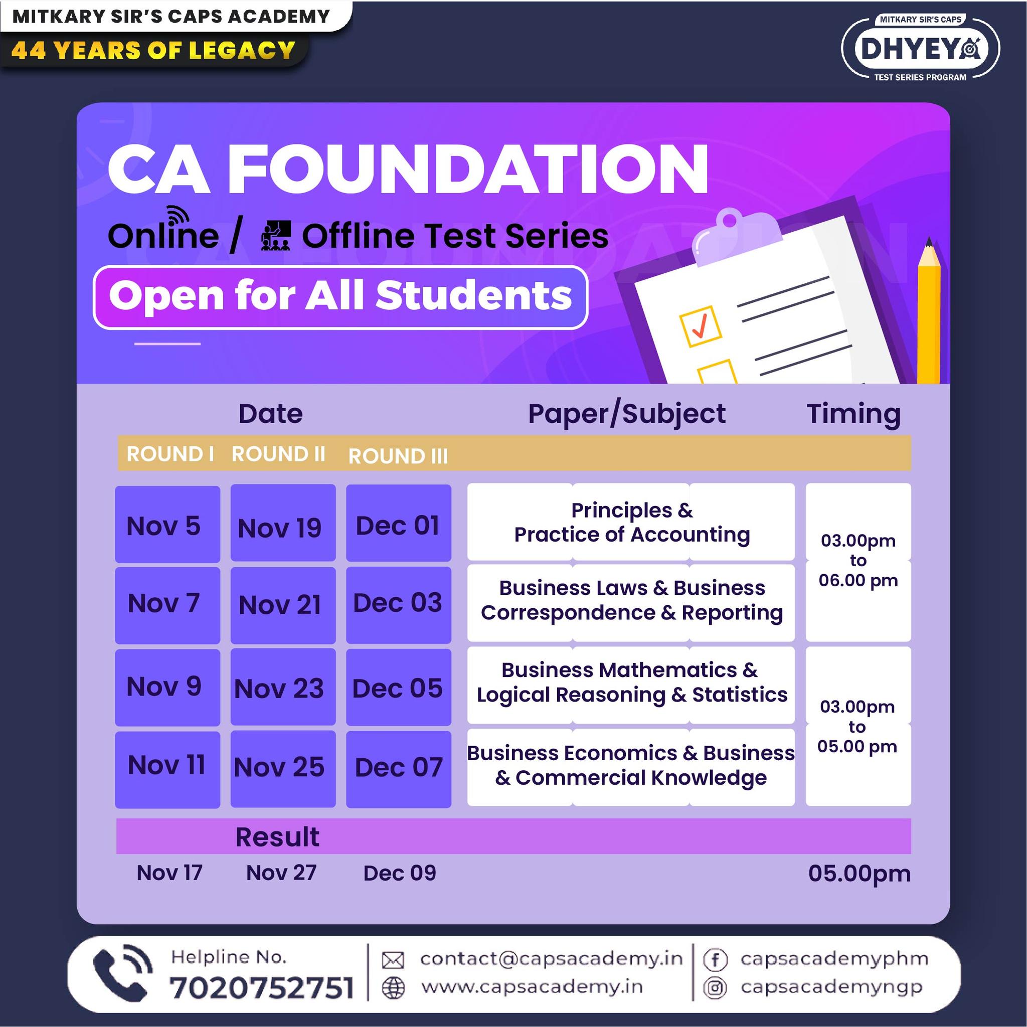 CA Foundation Test Series CAPS Academy